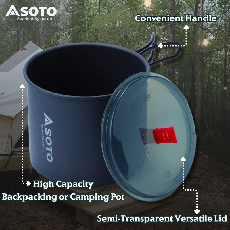 SOTO New River Backpacking Pot - Lightweight, High Capacity Camp Pot with Slip-Resistant Base, Versatile Lid & Convenient Swing Handle for Hiking & Camping Cooking Pot, 1000 ml, Aluminum - Image 4